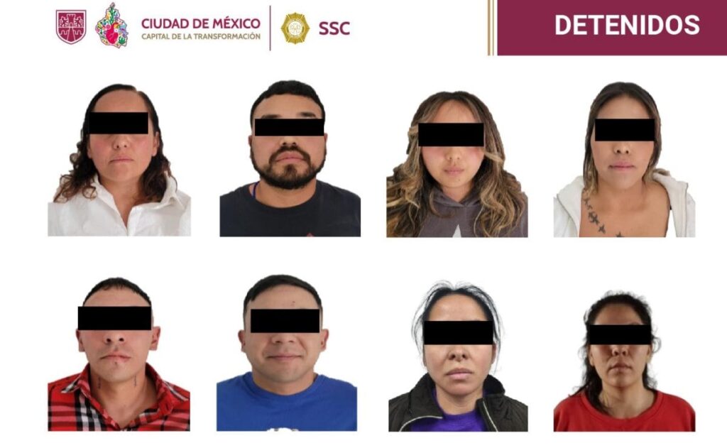 Ocho arrestos en desarticulación de banda de robos en cdmx